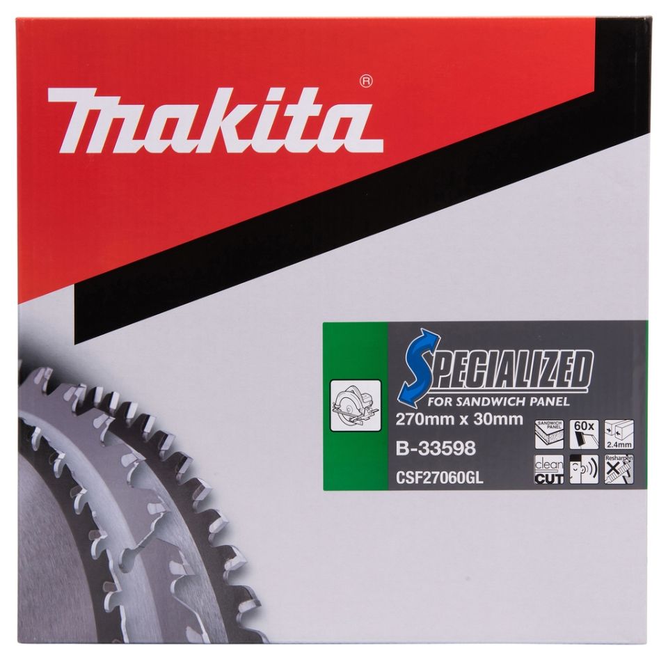 Makita Zubehör B-33598 Kreissägeblatt Spezial Sandwichpaneele SMTCG 270 x 30 x 2,4 mm T60