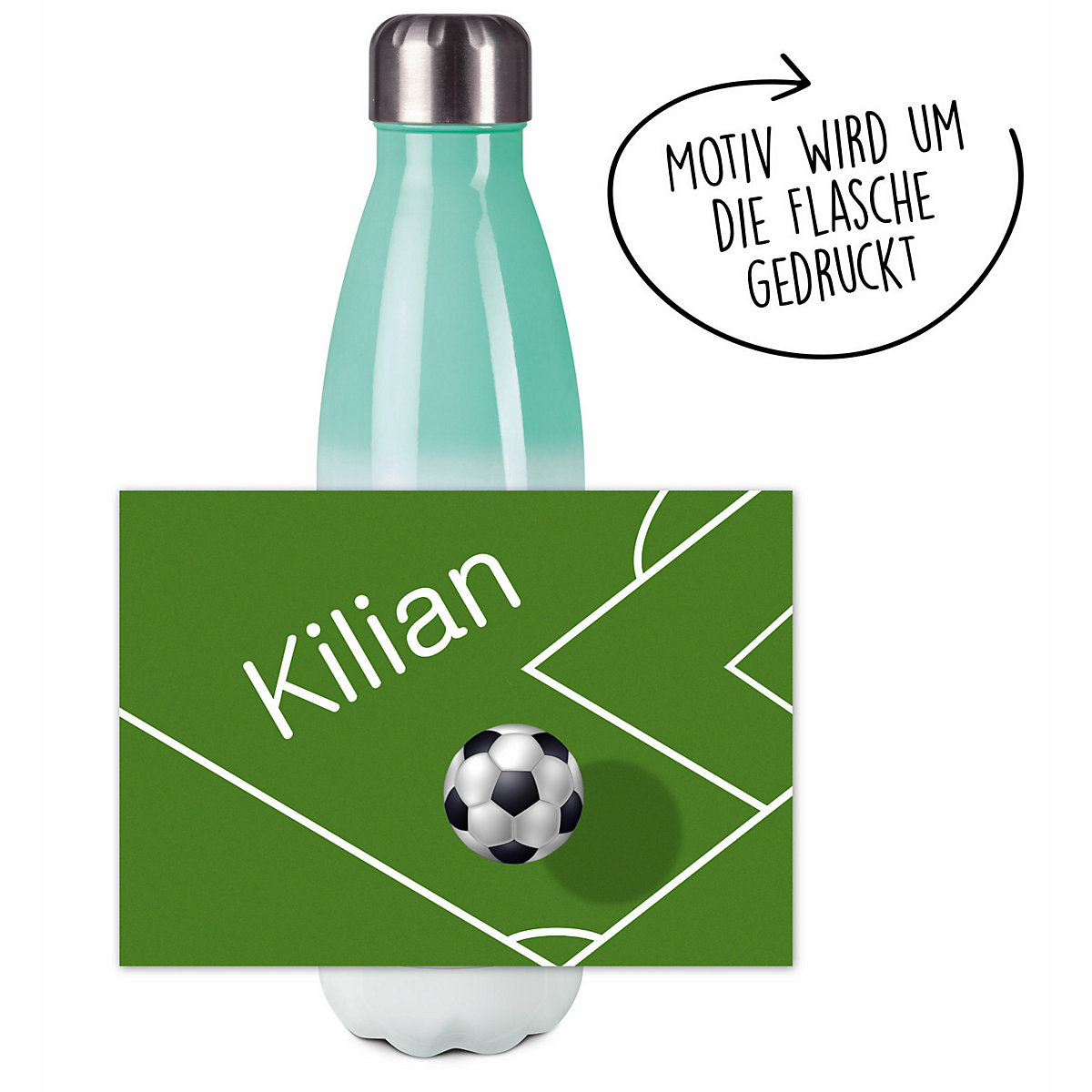 Edelstahl Kinder Thermoflasche / Trinkflasche bunt Fußball Spülmaschinenfest, Auslaufsicher, Bruchfest, Doppelwandig, Für Heißgetränke geeignet, Mit Deckel, Isoliert