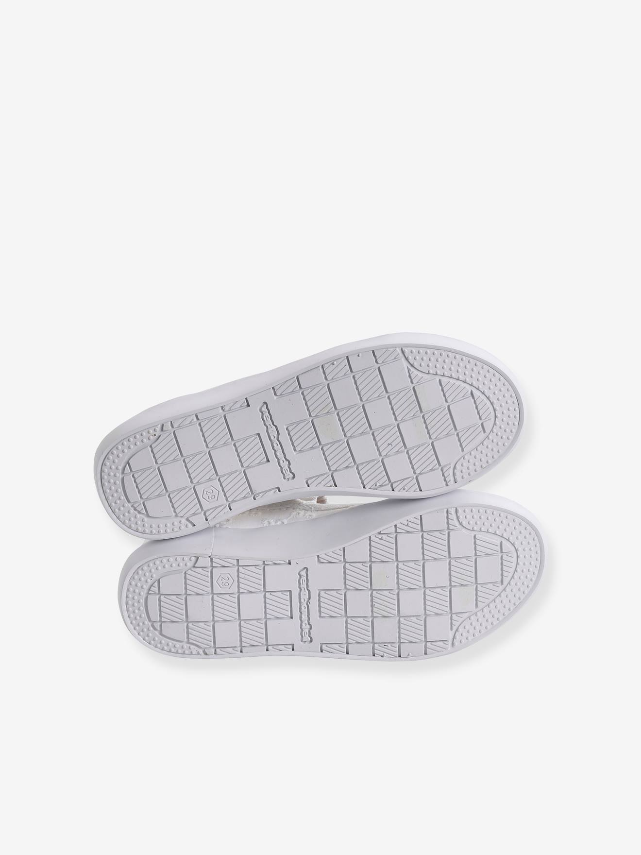 Vertbaudet Mädchen Stoff-Ballerinas, Gummizug - weiß