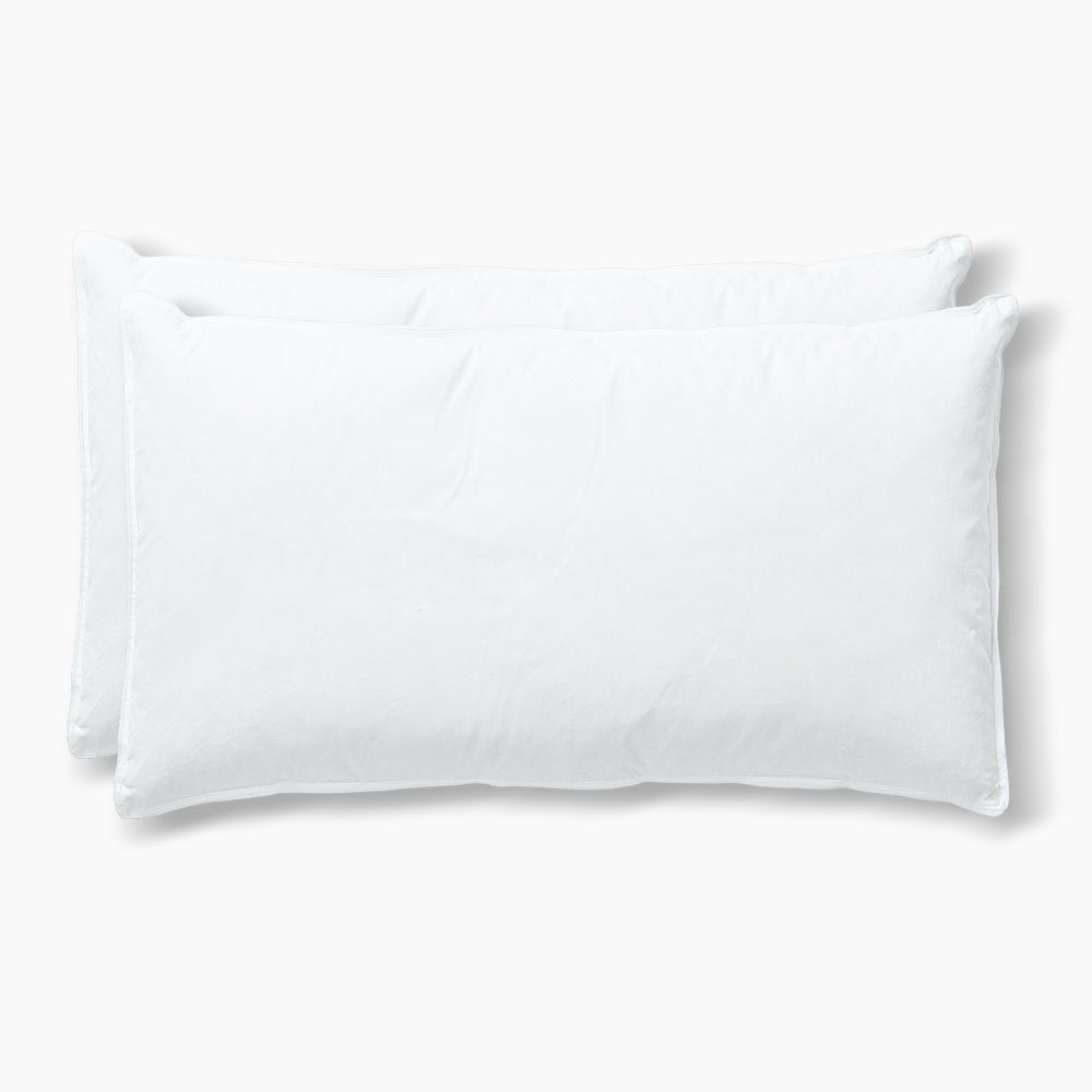 Daunenkissen RIBECO Federkissenset Lukas 20% Daune, RIBECO, Füllung: silberweiße Ente 80% Federn, 20 % Daunen, Bezug: 100% Baumwolle, 2er, in 40x80 cm und 80x80 cm erhältlich, Federkissenset, 2er-Set Daune Federn Daunenkissen