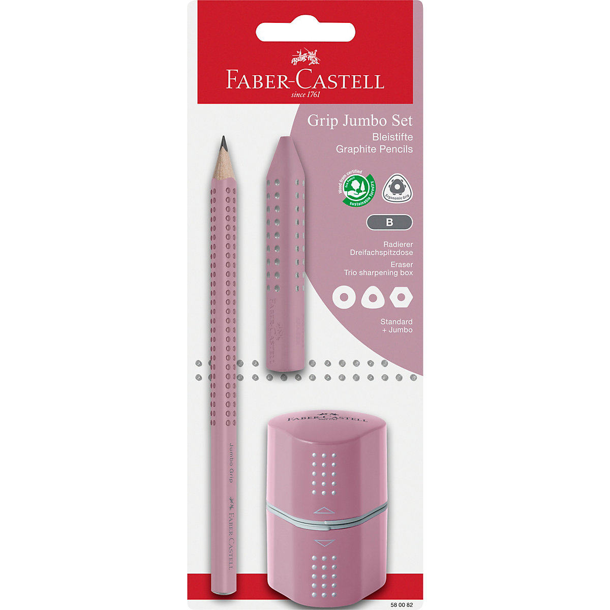 Bleistiftset JUMBO GRIP rose shadows, 3-tlg. inkl. Spitzdose