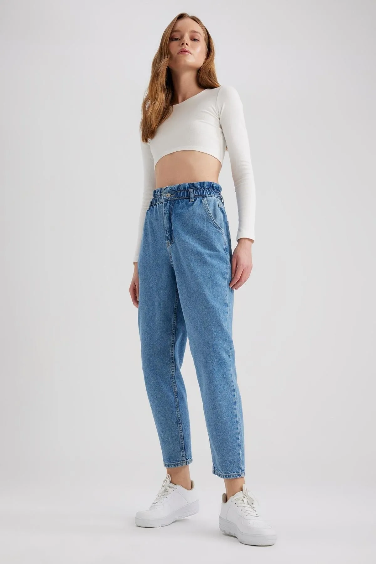 DeFacto  Paperbag-Jeans mit kurzem Bein und Crop-Fit aus 100 % Baumwolle
