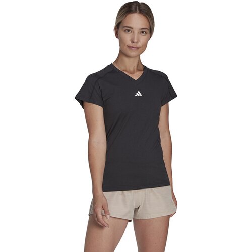 DAMEN SHIRT AEROREADY TRAIN ESSENTIALS MINIMAL BRANDING V-NECK