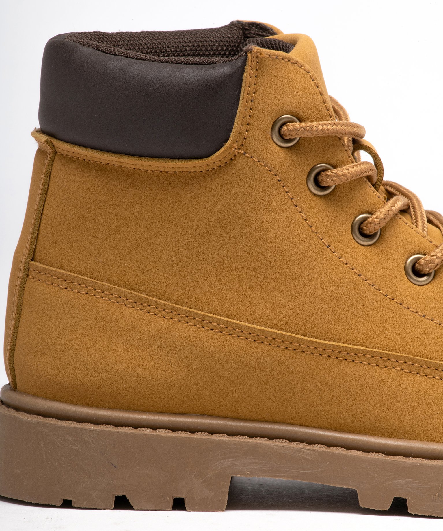 Boots Garçon montantes dessus uni à lacets du 31 au 35 camel | GEMO