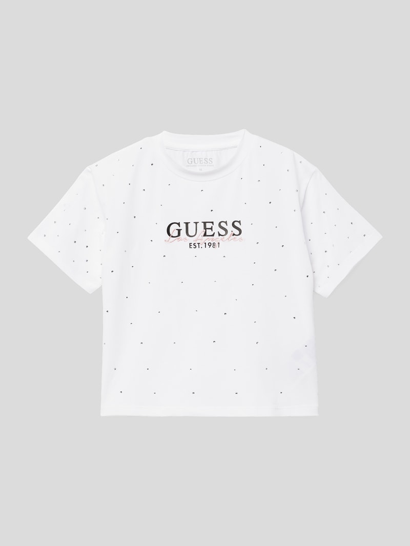 T-Shirt mit Label-Print in weiß