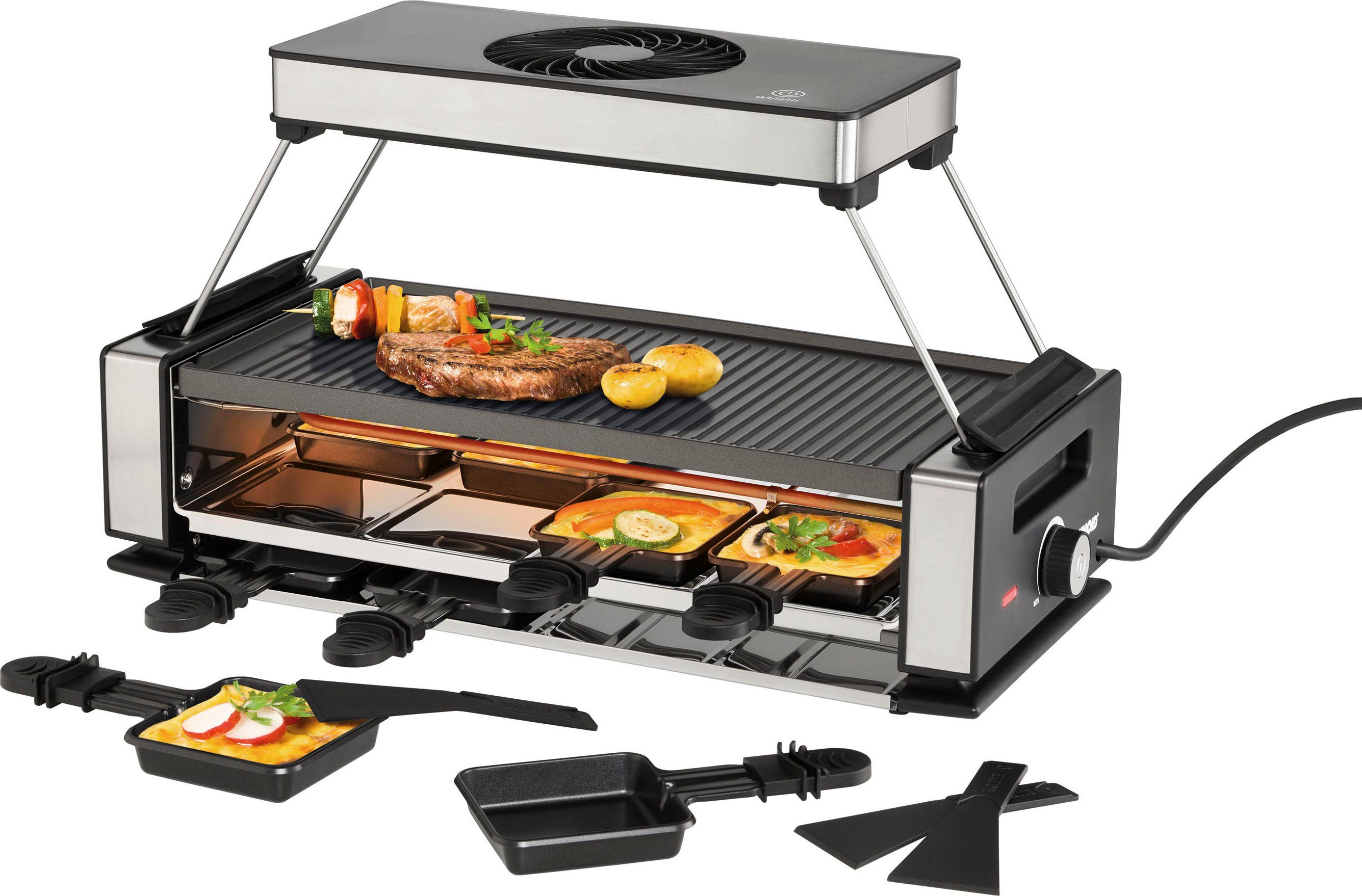 Unold Raclette Smokeless 48785, 8 Raclettepfännchen, 1200 W