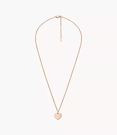 Fossil Kette Drew Heart Edelstahl roségoldfarben