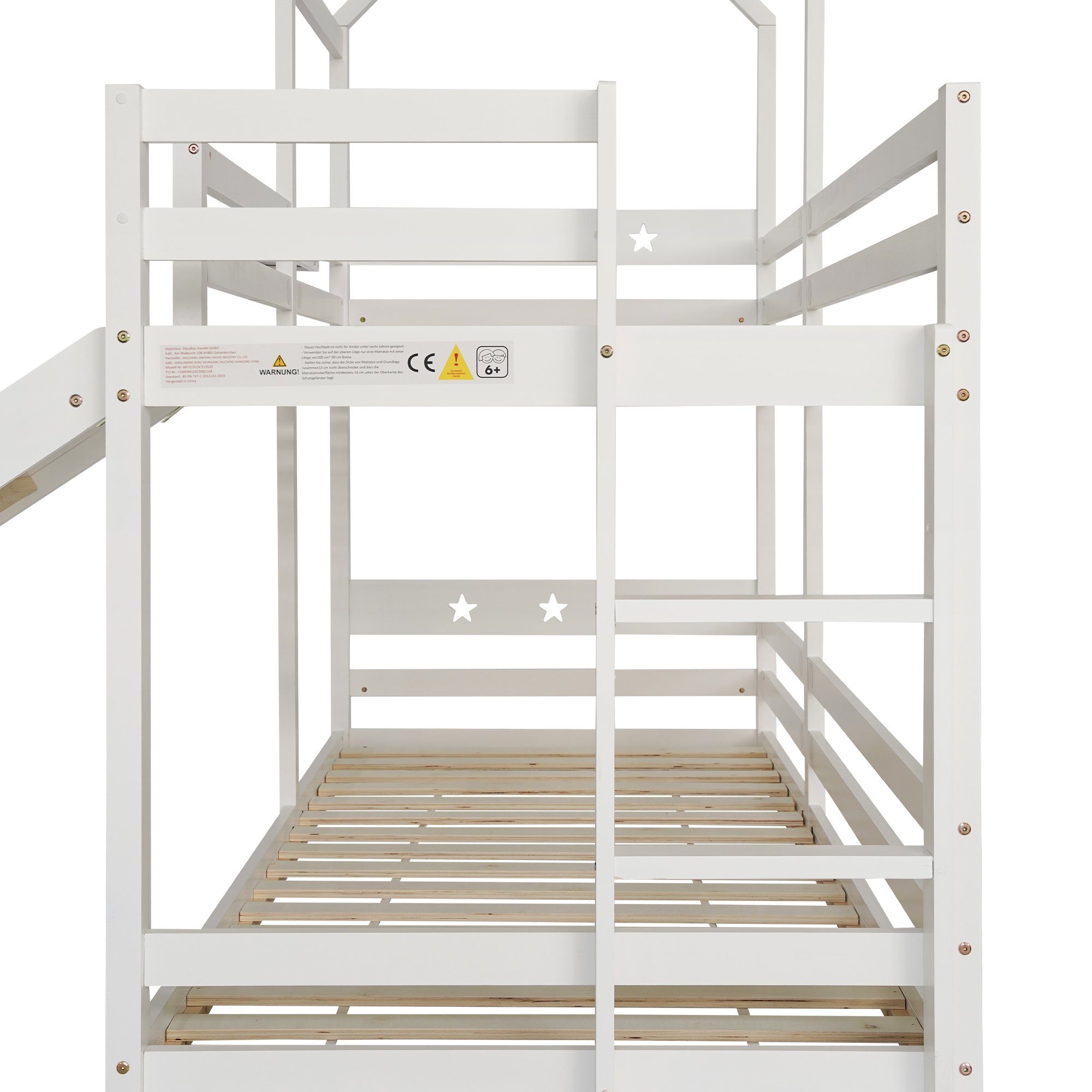 BlingBin Etagenbett Kinderbett Baumhaus Hochbett für Kinder (1-St., mit Rutsche & Leiter 90 x 200 cm), Rundum-Absturzschutz
