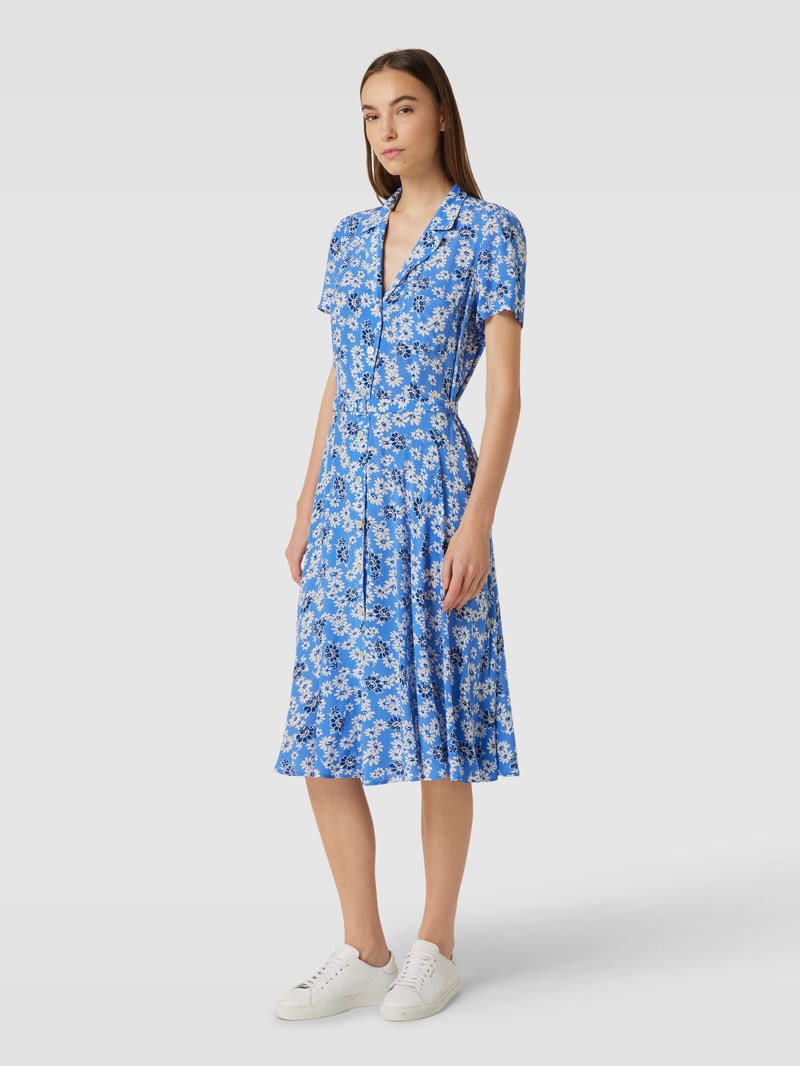 Midikleid mit floralem Muster in blau