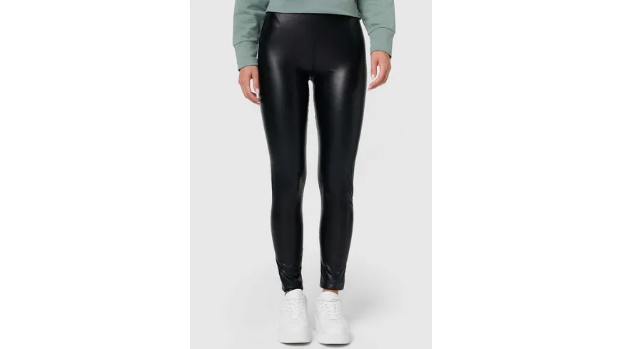 NUR DIE Damen Leggings Relax & Go Lederoptik schwarz