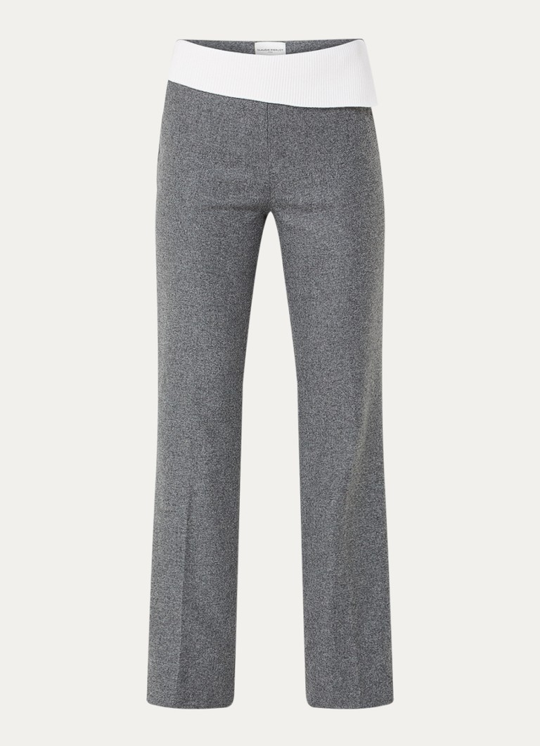 Claudie Pierlot Piwni high waist straight fit trousers in wool blend with side pockets