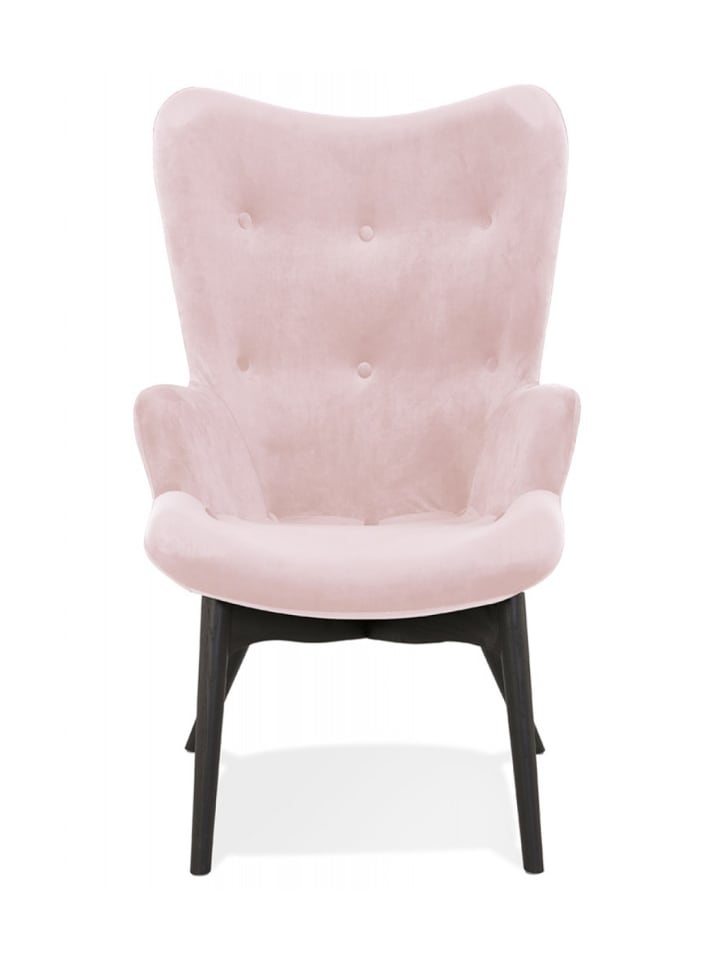 KADIMA DESIGN Ohrensessel Loungestuhl Rosa Samt Holz | Skandinavischer Stil günstig kaufen onesize