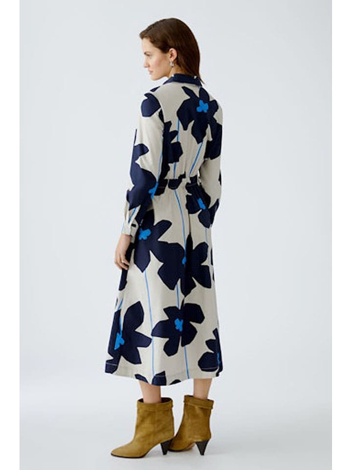 Oui Kleid in Creme/ Dunkelblau günstig kaufen