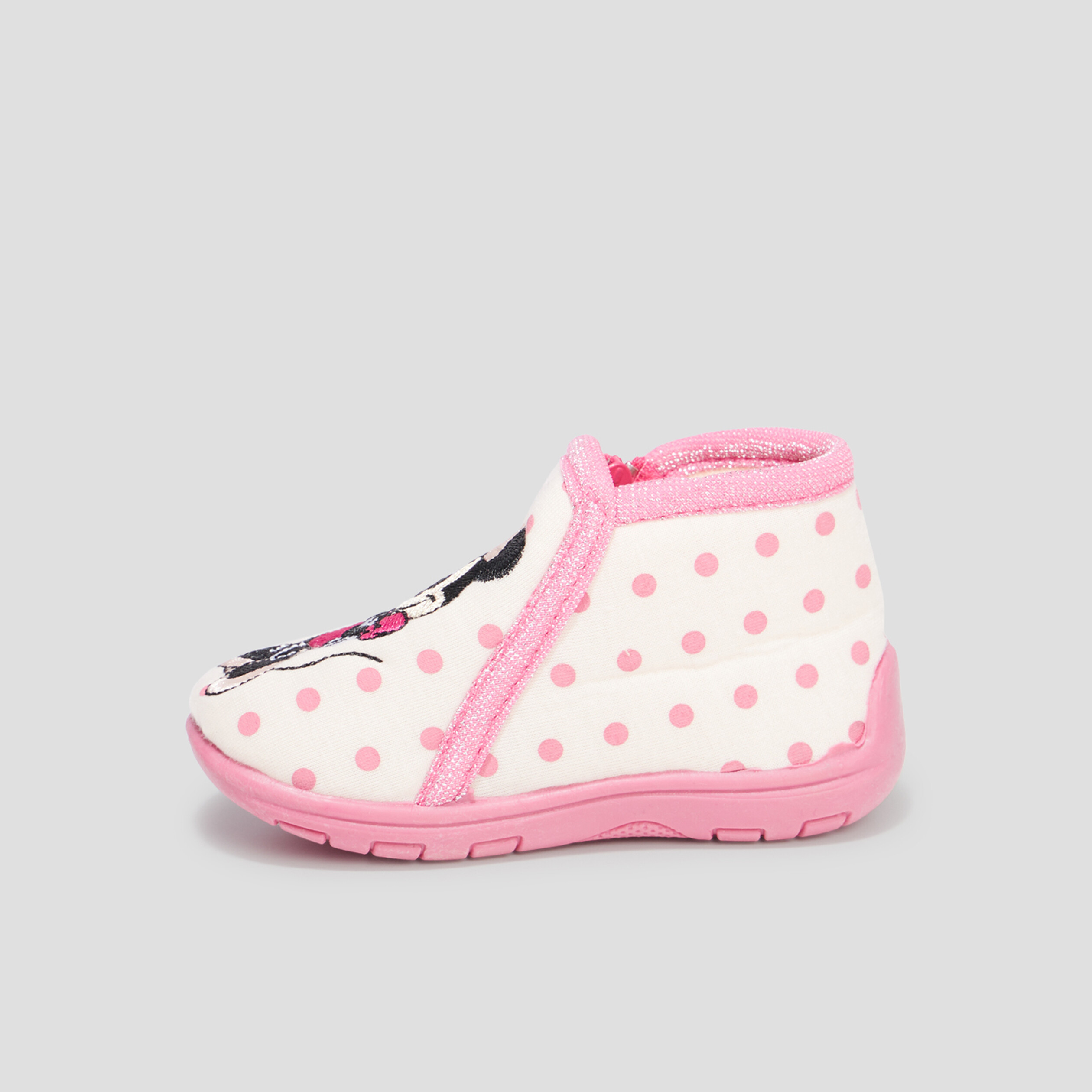 Chaussons bottillons zippés Minnie rose bébé fille | La Halle