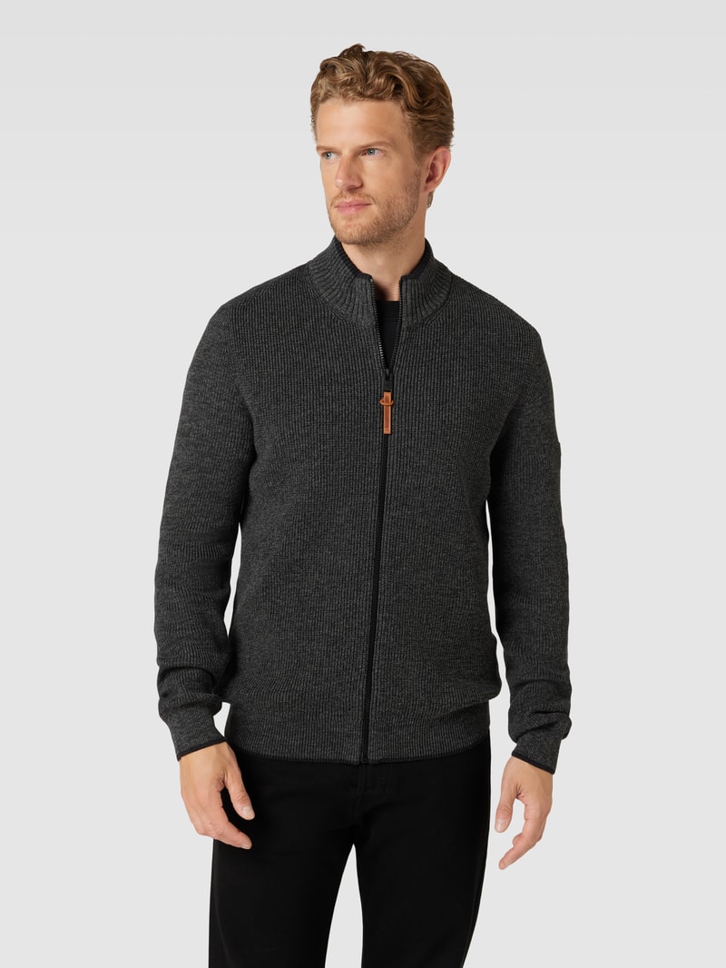 Strickjacke mit Stehkragen in anthrazit