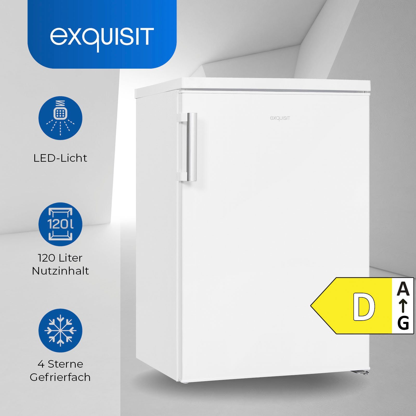 exquisit Kühlschrank KS16-4-H-010D weiss, 85 cm hoch, 56 cm breit