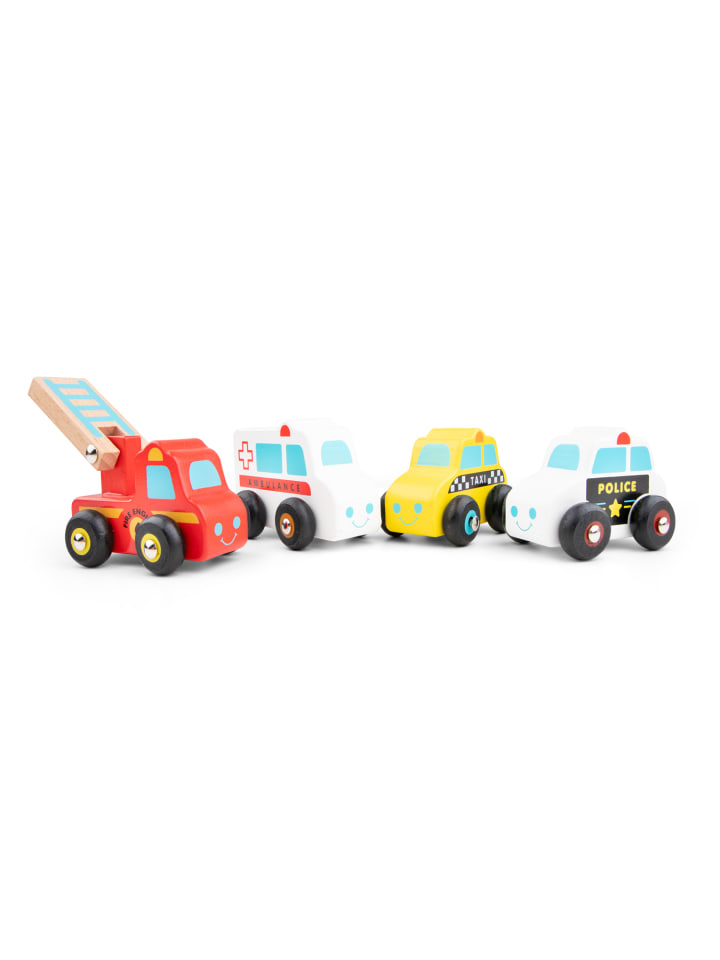 New Classic Toys Minifahrzeuge mit 4 Fahrzeugen Polizei Feuerwehr Krankenwagen Taxi 18 Monate günstig kaufen onesize