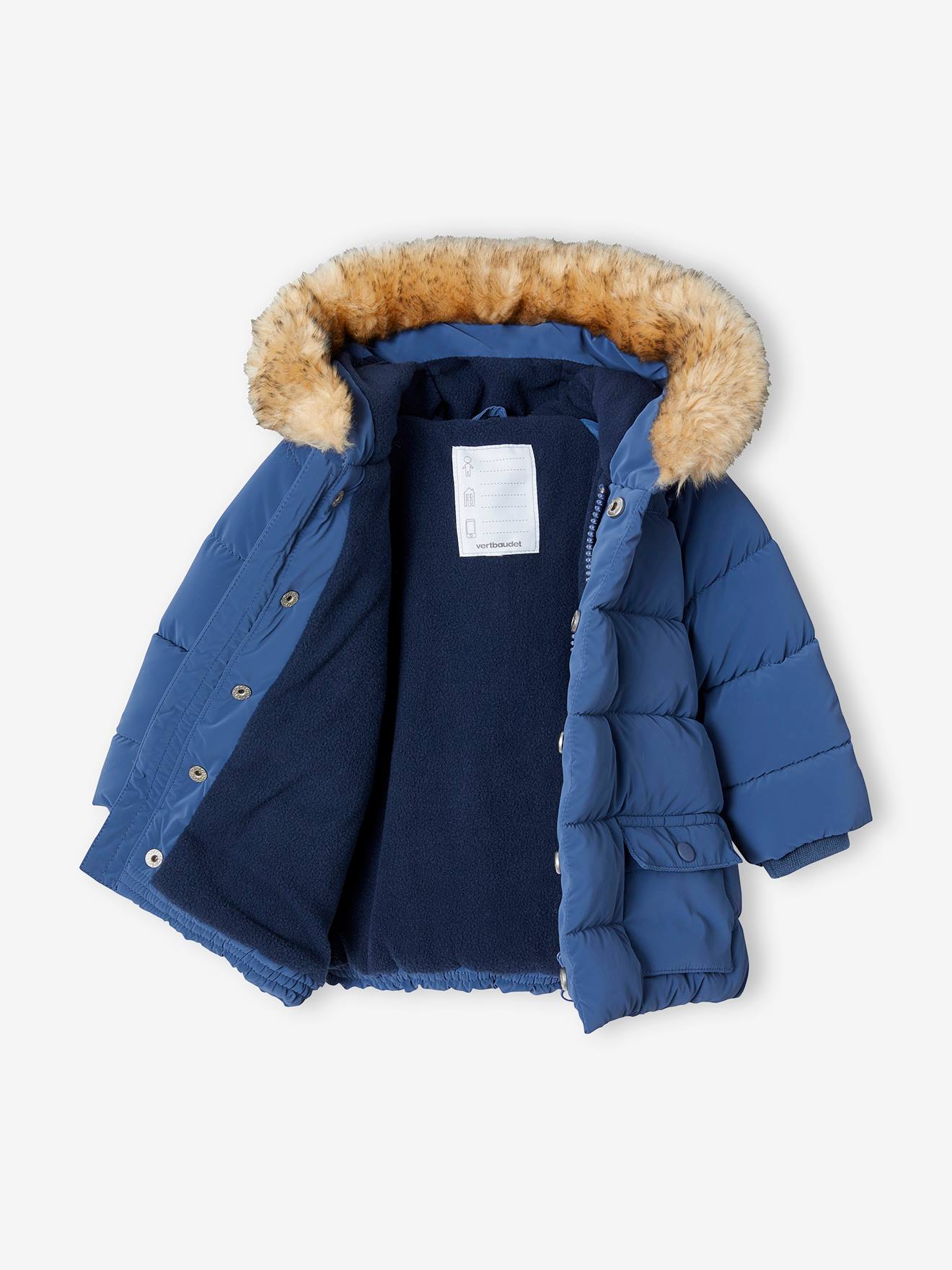 Vertbaudet Jungen Baby Winterjacke mit Recycling-Polyester - indigo-blau