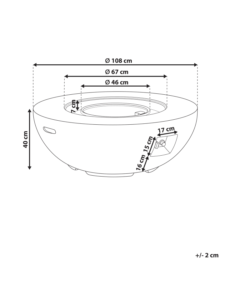 Beliani Feuerstelle für Gas SURTSEY in Grau - (W) 108 x (H) 40 x (L) 108 cm günstig kaufen onesize