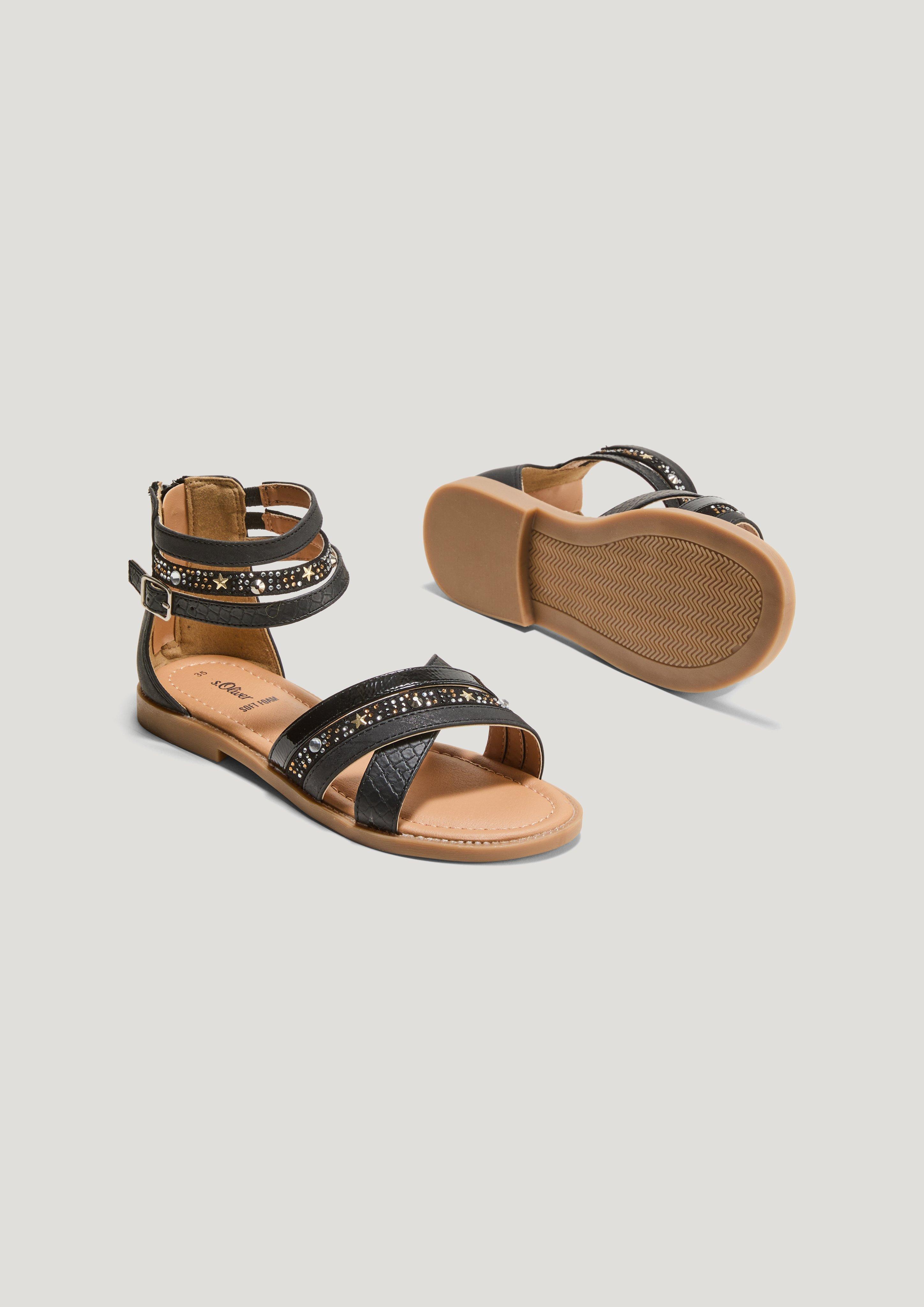 Riemchen-Sandalen mit Schmucksteinen  1235108-098