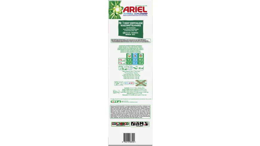 Ariel Universalwaschmittel Pulver schnell auflösend 6 kg