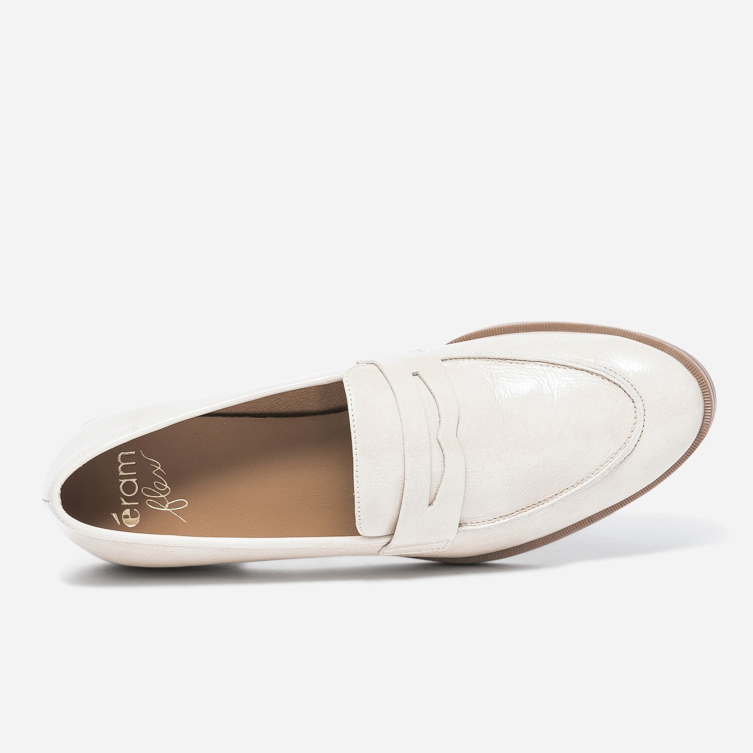 Mocassin ERAM FLEX écru en cuir verni