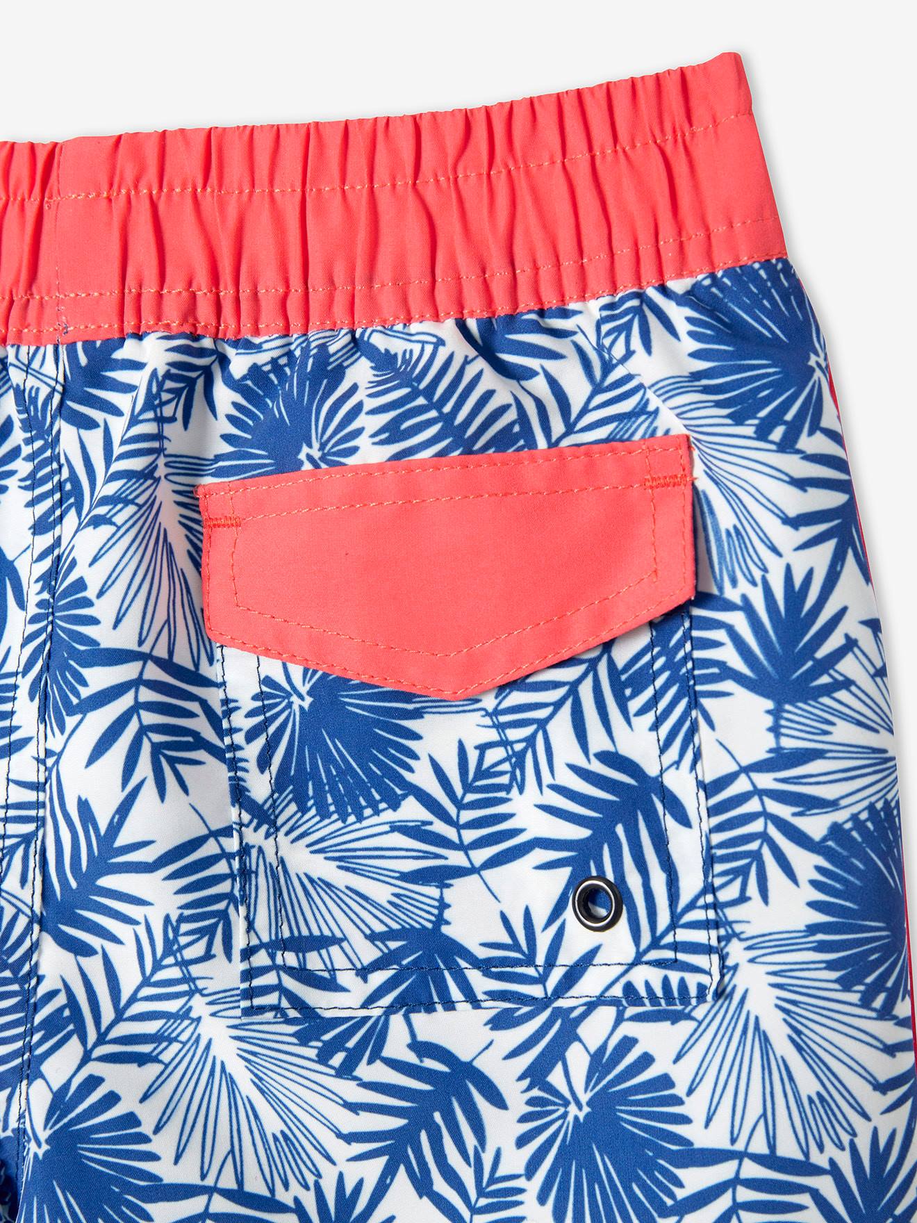 Vertbaudet Jungen Badehose, Blätter-Print - blau bedruckt