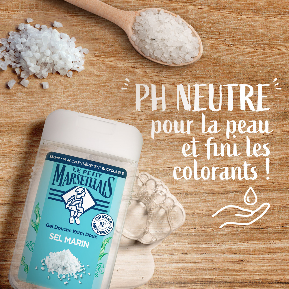 le petit marseillais Gel Douche Hydratant - Les P'tits Bonheurs - Sel Marin 250 ml Gel douche