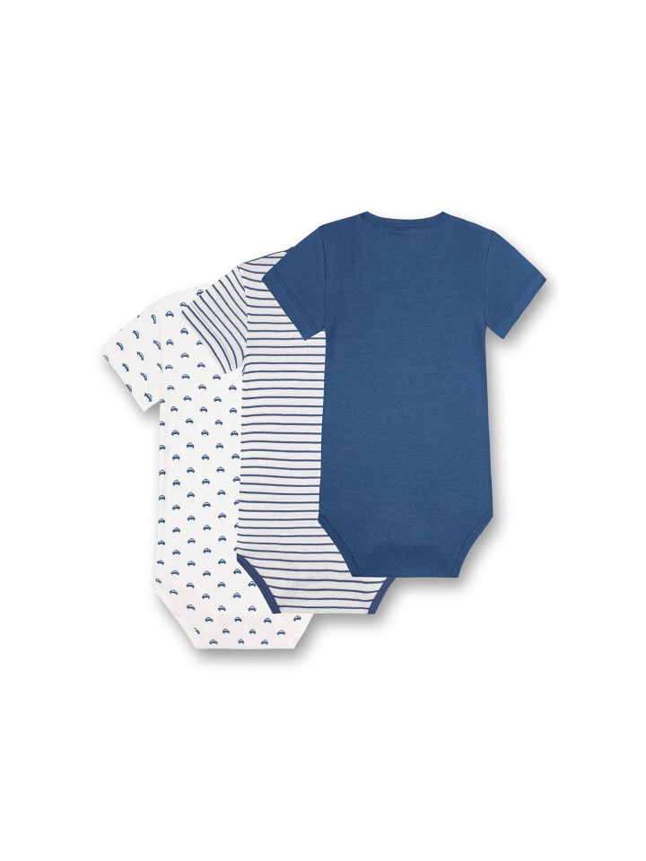 Sanetta Strampler 3er Pack in Weiß/Blau günstig kaufen