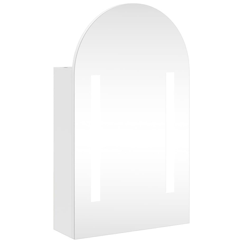 vidaXL Badezimmerspiegelschrank Spiegelschrank mit LED-Beleuchtung Gewölbt Weiß 42x13x70 cm (1-St)