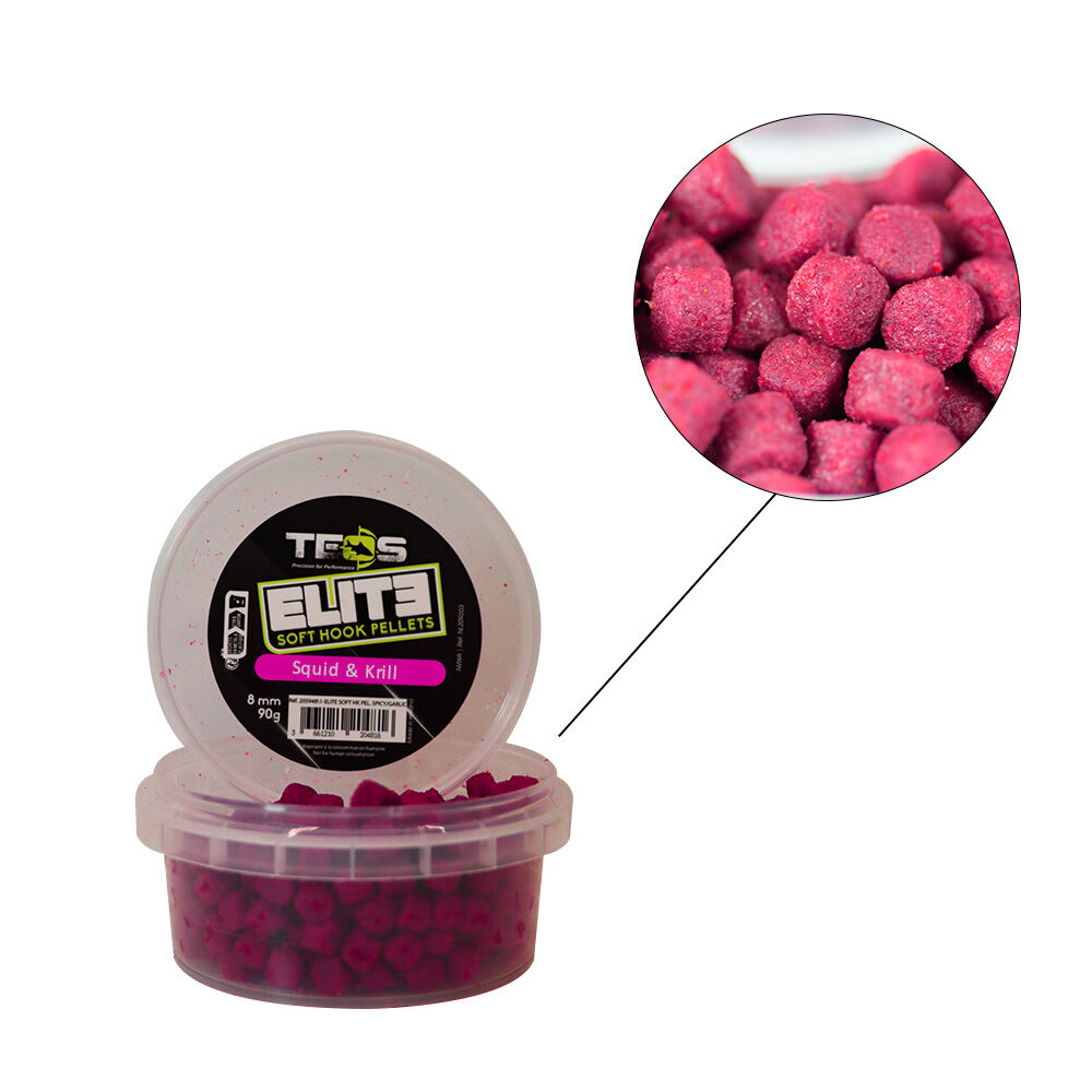 Pehmeät koukkupelletit Teos Elite -kalmari/krilli 8 mm 90 g