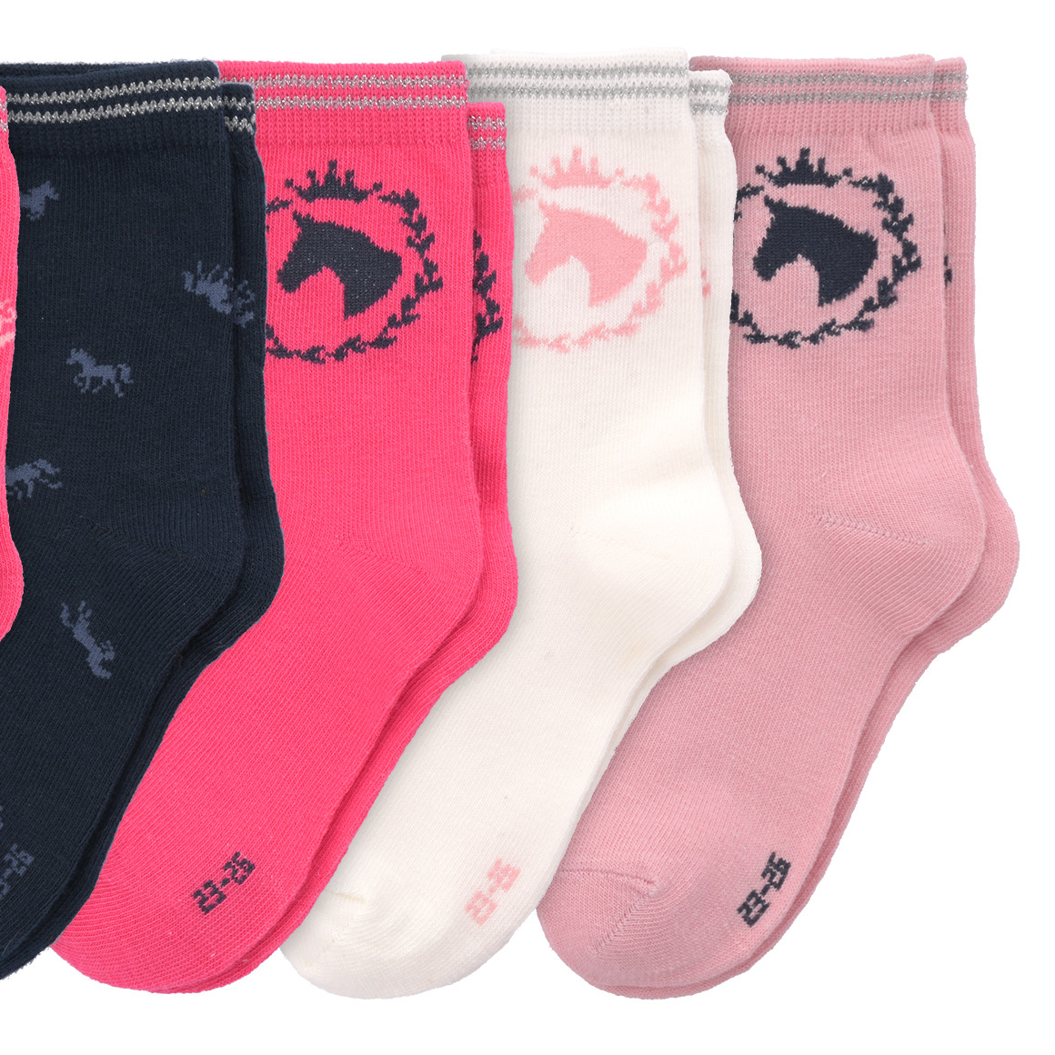 5 Paar Mädchen Socken mit Pferde-Motiv