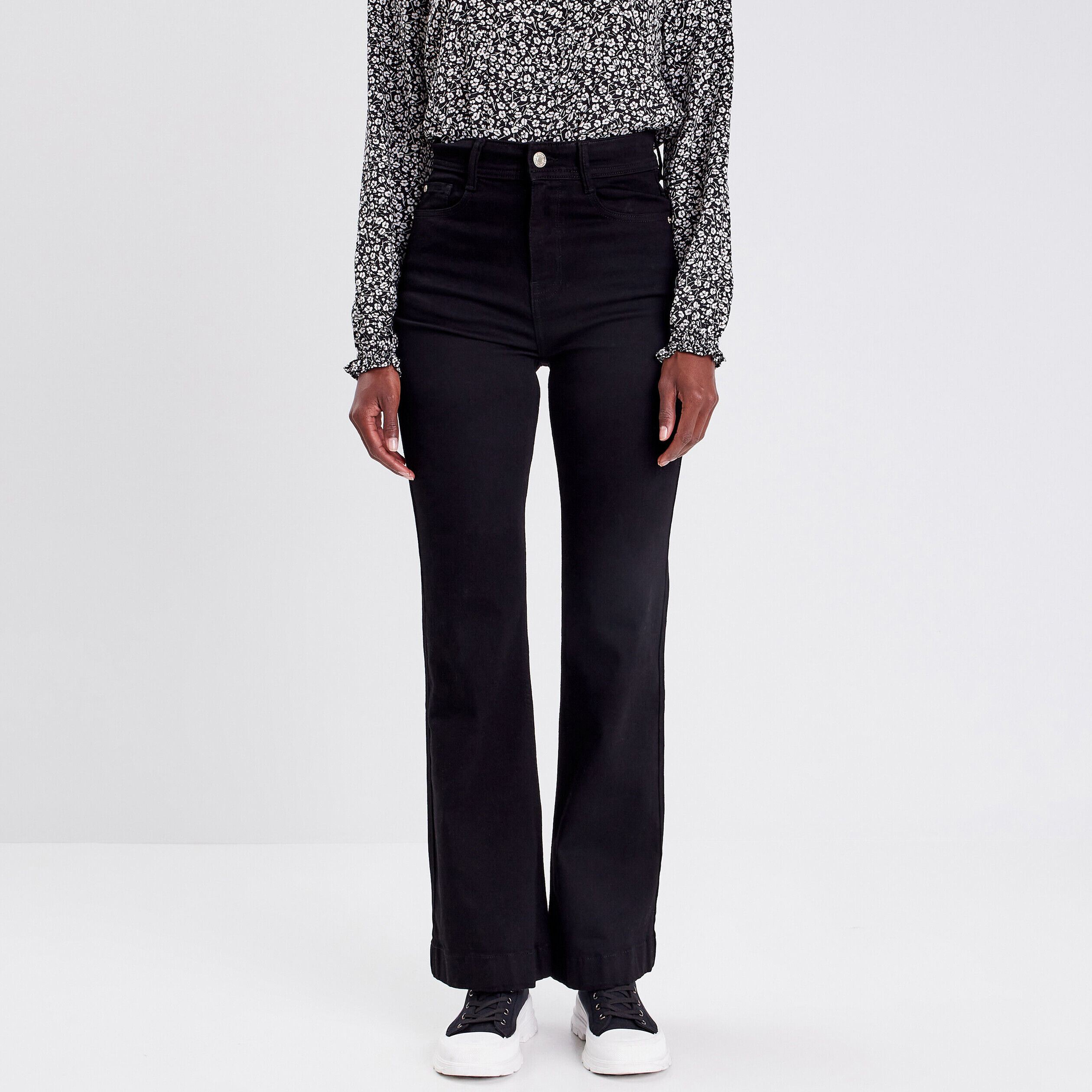 Jeans flare taille haute denim noir femme | Cache Cache