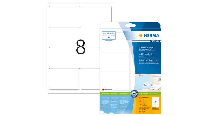 HERMA Premium A4 Etiketten 99,1x67,7mm