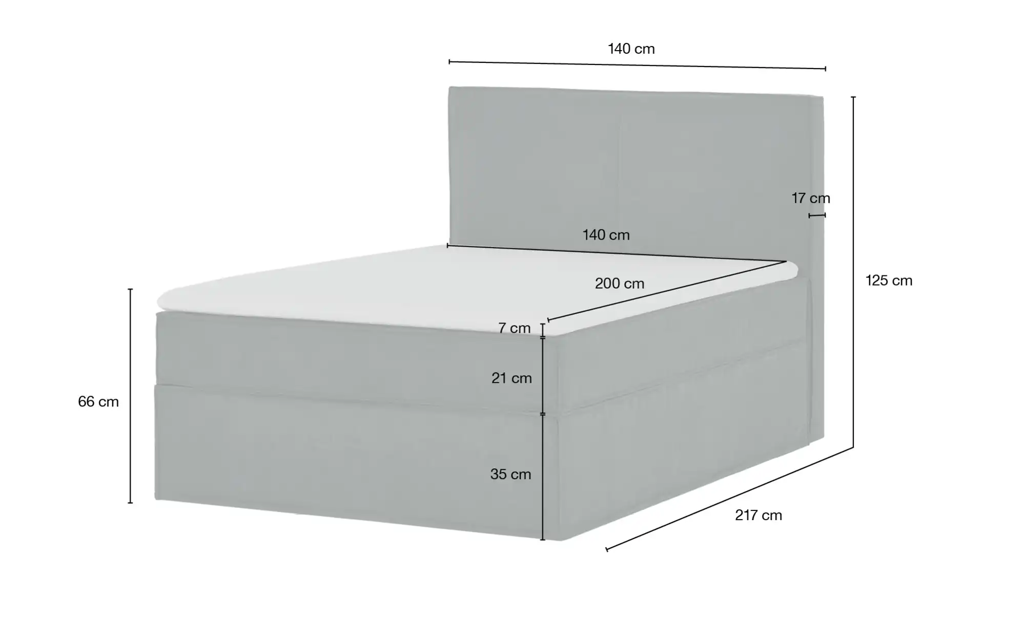 Boxi Boxspringbett 140 x 200 cm Boxi
