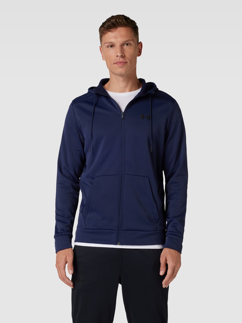 Sweatjacke mit Logo-Detail Modell 'Fleece' in marineblau