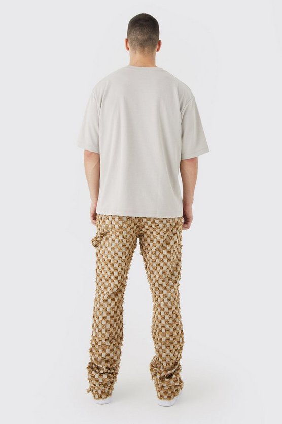 Tall karierte Slim-Fit Schlaghose mit Druckknöpfen