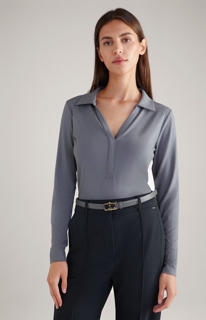Polo-Longsleeve in Grau