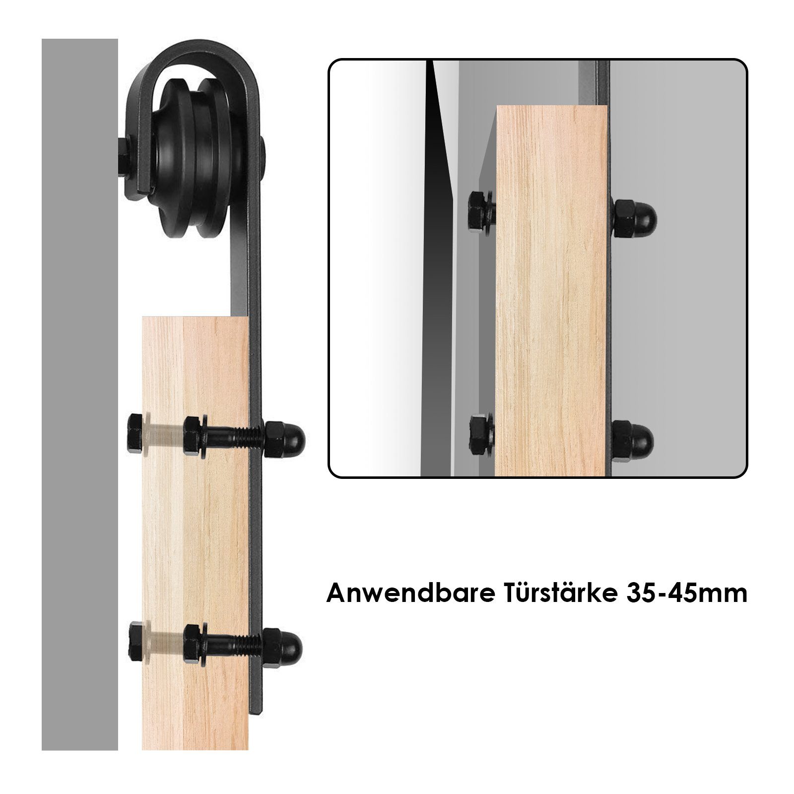 Clanmacy Schiebetür 200cm Schiebetürsystem Schiebetürbeschlag Laufschiene Montage 150kg, 200cm