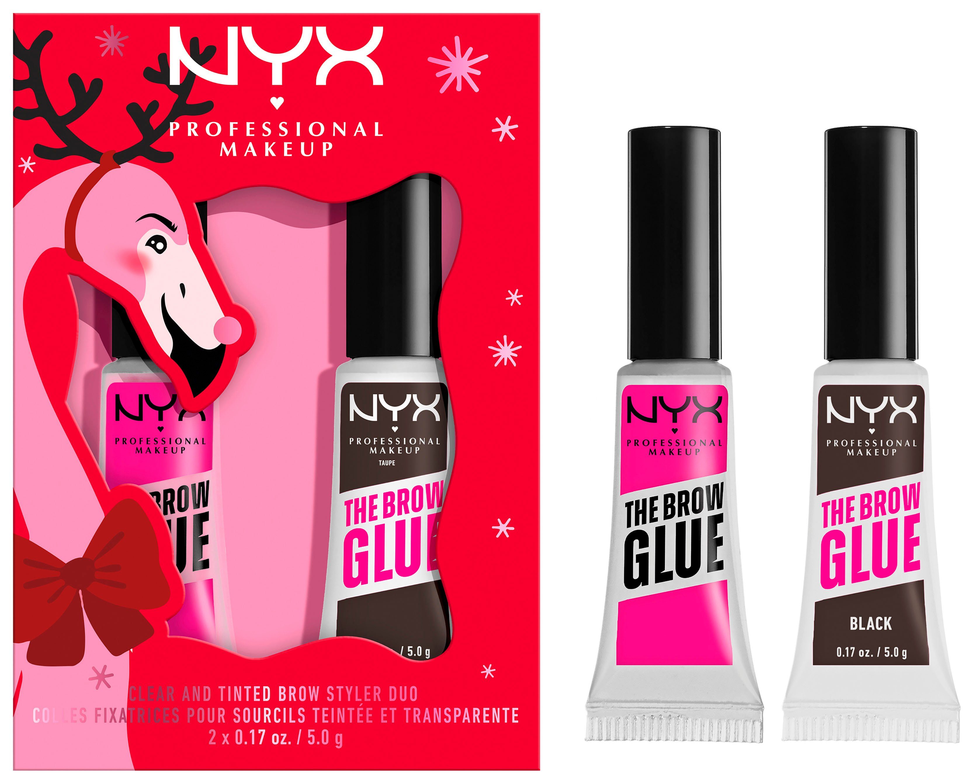NYX Kosmetik-Set NYX Professional Makeup Brow Glue Stick Duo, Textur Gel, Finish deckend