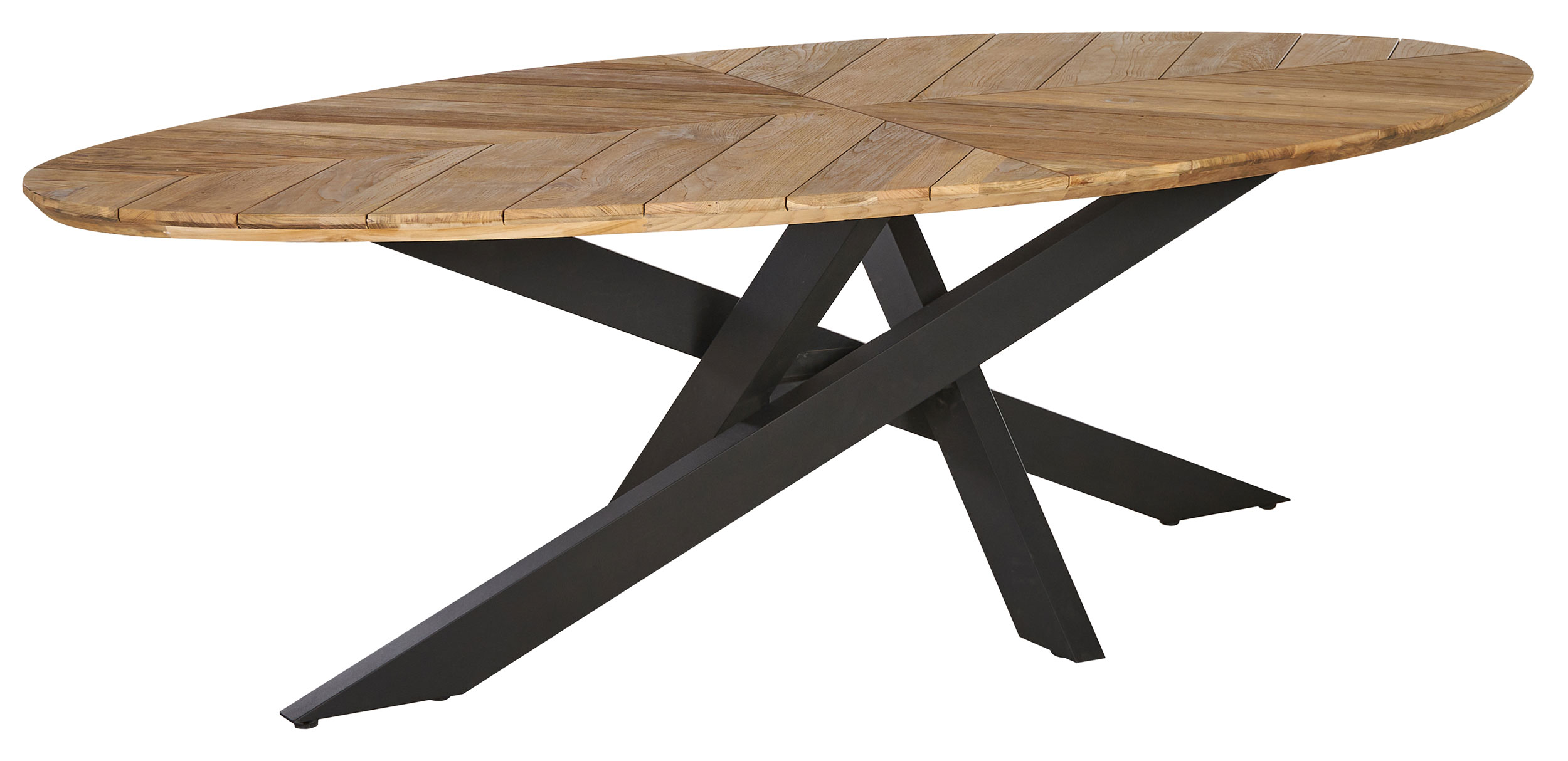 OUTDOORGartentisch Teak Oval X-Fuß