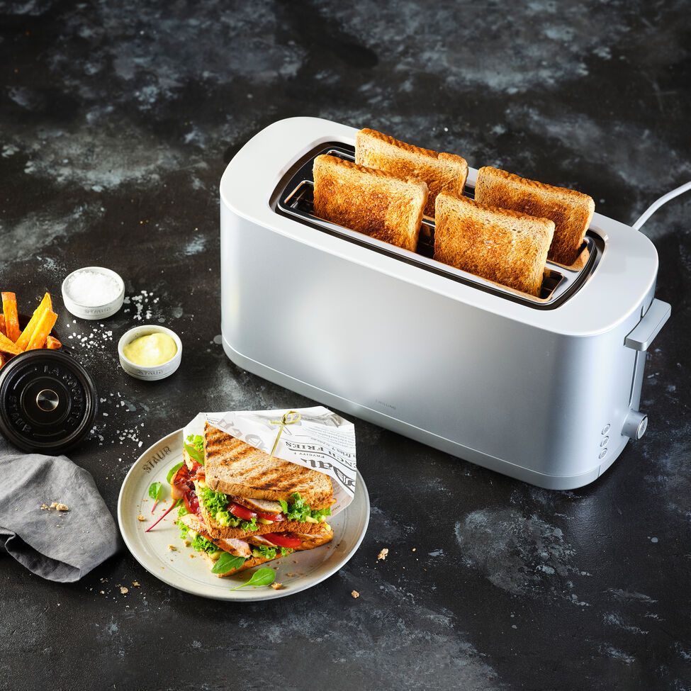 Langschlitztoaster mit Sandwichzangen, 3-tlg.