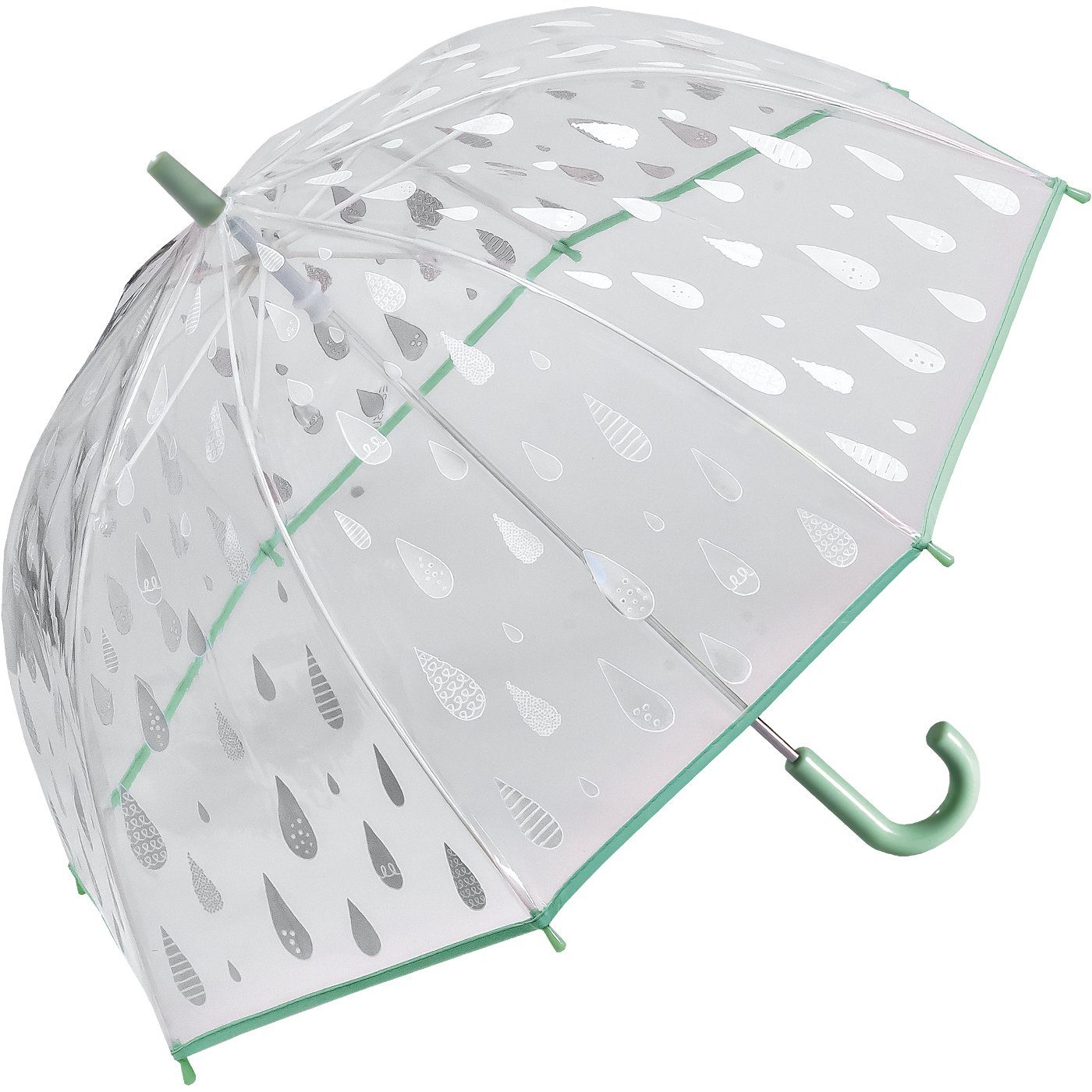 Esprit Stockregenschirm transparenter Glockenschirm für Kinder, die Tropfen färben sich bei Regen bunt