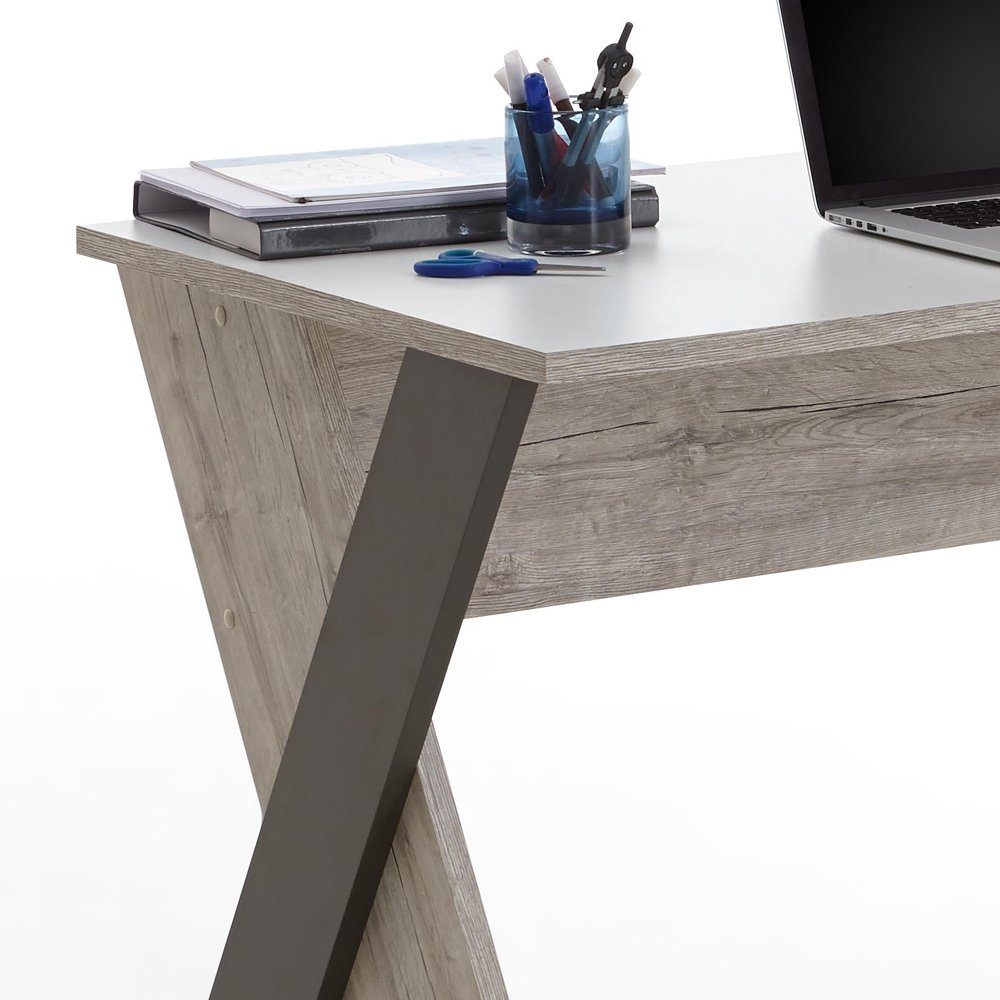 Lomadox Jugendzimmer-Set LEEDS-10, (Sparset, 3-tlg), Sandeiche Nb. mit weiß Lava und Denim Blau