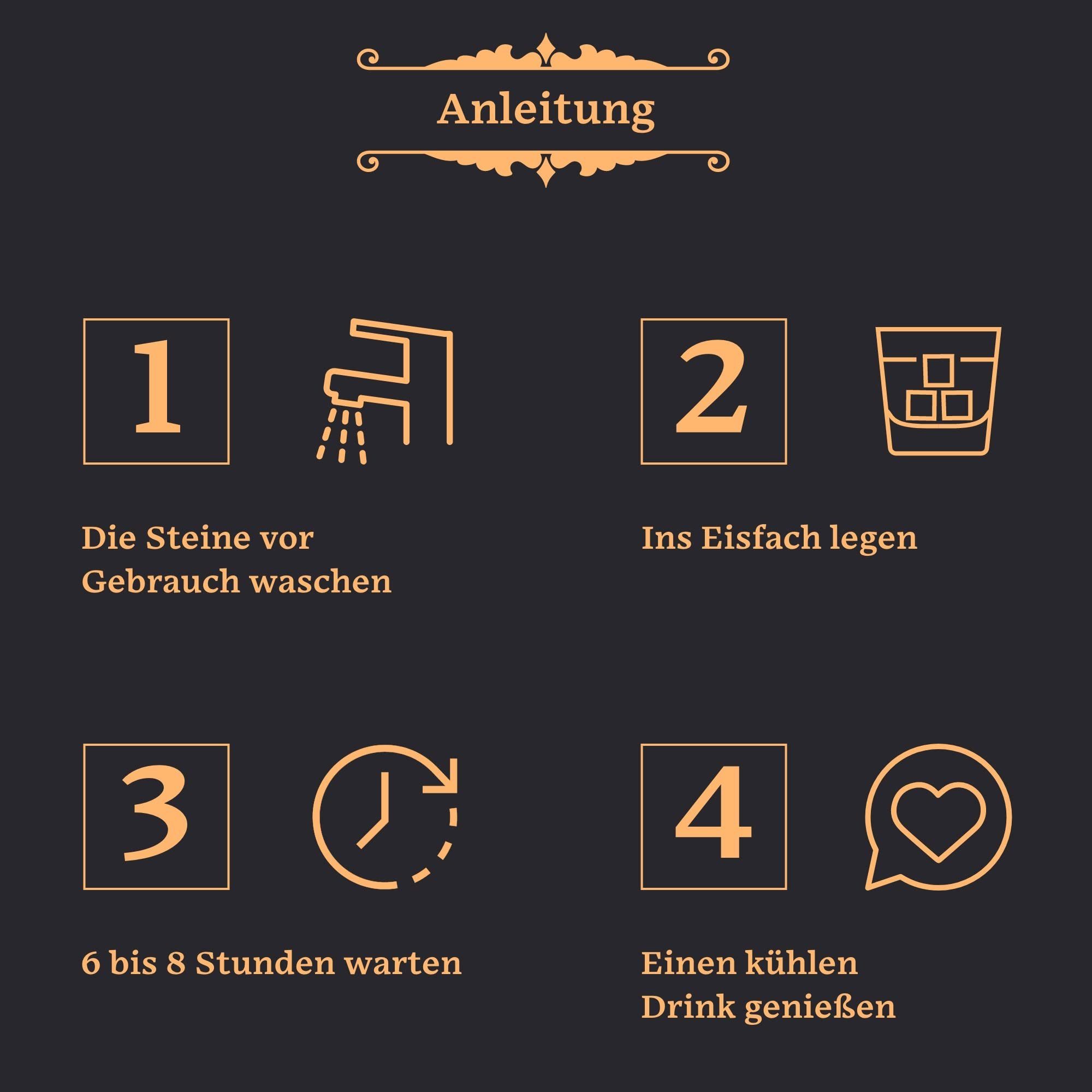 GOURMEO Whiskyglas Whiskey Steine Set: 6 Marmor, 3 Granit, Holzpräsentationsschale, Holz, Whiskey Steine Set: 6 Marmor und 3 Granit mit Holzpräsentationsschale