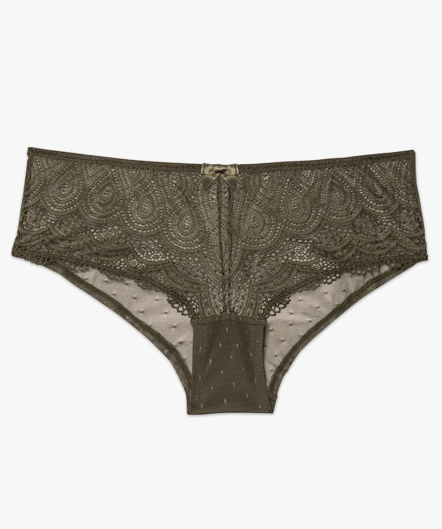 Shorty en dentelle et tulle femme (lot de 2) kaki | GEMO