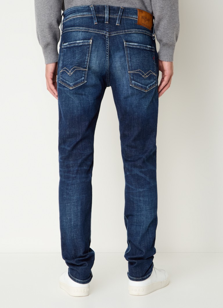 Calça jeans Replay Anbass slim fit com lavagem escura