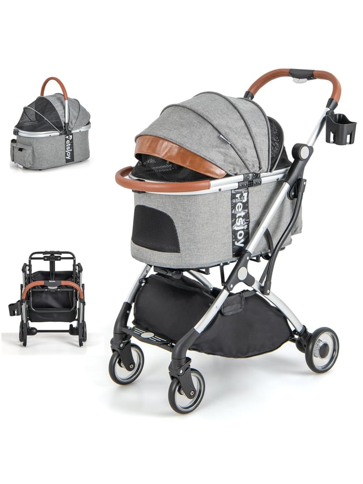 COSTWAY 3 in 1 Hundewagen in Grau günstig kaufen 78 cm