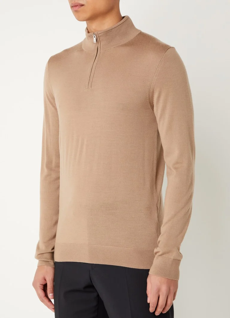 Reiss Fine-knit wool sweater with half zip