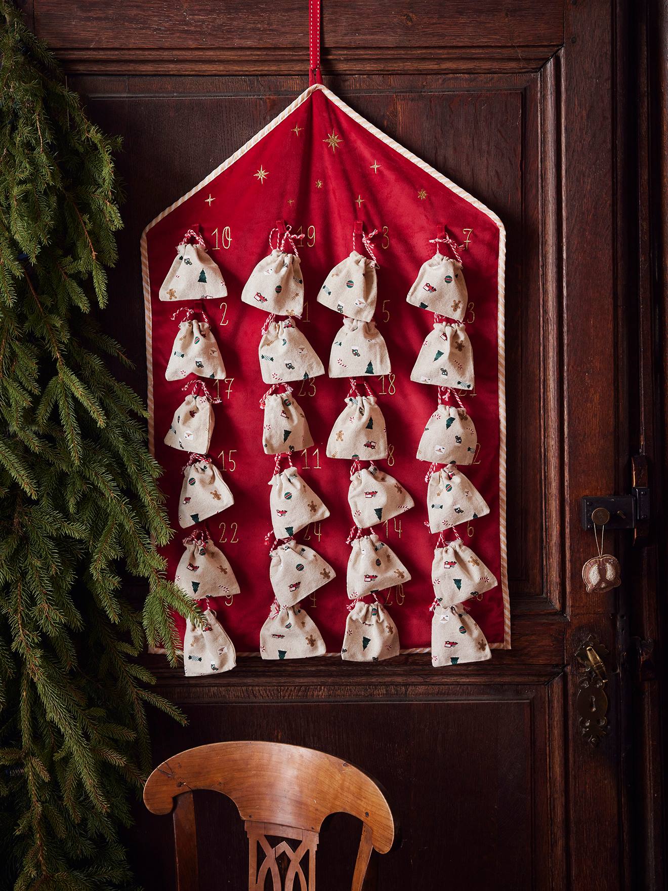 24 pochons pour calendrier de l'Avent beige / multicolore